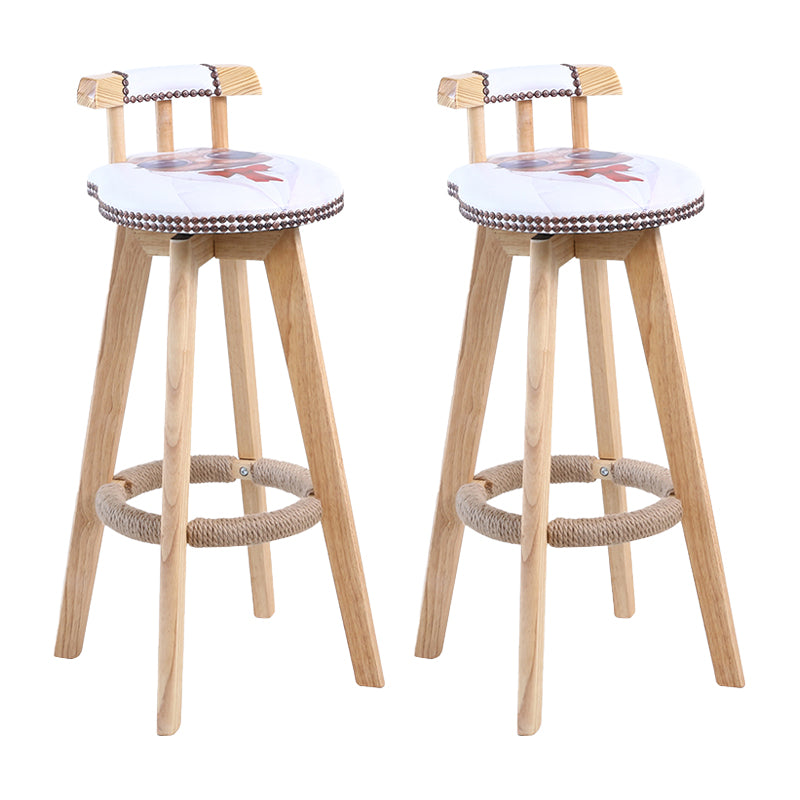 Contemporary Solid Wood Leather Barstool Indoor Bar Stool with Low Back for Kitchen Apricot Wood 2 Piece Set Clearhalo 'Bar Furniture' 'Bar Stools' 'bar_stools' 'furn' 'furn_bar_stools' 'furniture_bar_stools' 'Kitchen & Dining Furniture' 'kitchen&dining_furn' 'kitchen' 'kitchen_furn' Furniture' 4493376