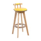 Contemporary Solid Wood Leather Barstool Indoor Bar Stool with Low Back for Kitchen Yellow Wood 1 Piece Clearhalo 'Bar Furniture' 'Bar Stools' 'bar_stools' 'furn' 'furn_bar_stools' 'furniture_bar_stools' 'Kitchen & Dining Furniture' 'kitchen&dining_furn' 'kitchen' 'kitchen_furn' Furniture' 4493378