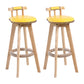 Contemporary Solid Wood Leather Barstool Indoor Bar Stool with Low Back for Kitchen Yellow Wood 2 Piece Set Clearhalo 'Bar Furniture' 'Bar Stools' 'bar_stools' 'furn' 'furn_bar_stools' 'furniture_bar_stools' 'Kitchen & Dining Furniture' 'kitchen&dining_furn' 'kitchen' 'kitchen_furn' Furniture' 4493379