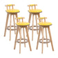Contemporary Solid Wood Leather Barstool Indoor Bar Stool with Low Back for Kitchen Yellow Wood 4 Piece Set Clearhalo 'Bar Furniture' 'Bar Stools' 'bar_stools' 'furn' 'furn_bar_stools' 'furniture_bar_stools' 'Kitchen & Dining Furniture' 'kitchen&dining_furn' 'kitchen' 'kitchen_furn' Furniture' 4493380