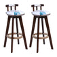 Contemporary Solid Wood Leather Barstool Indoor Bar Stool with Low Back for Kitchen Textured White Brown 2 Piece Set Clearhalo 'Bar Furniture' 'Bar Stools' 'bar_stools' 'furn' 'furn_bar_stools' 'furniture_bar_stools' 'Kitchen & Dining Furniture' 'kitchen&dining_furn' 'kitchen' 'kitchen_furn' Furniture' 4493382