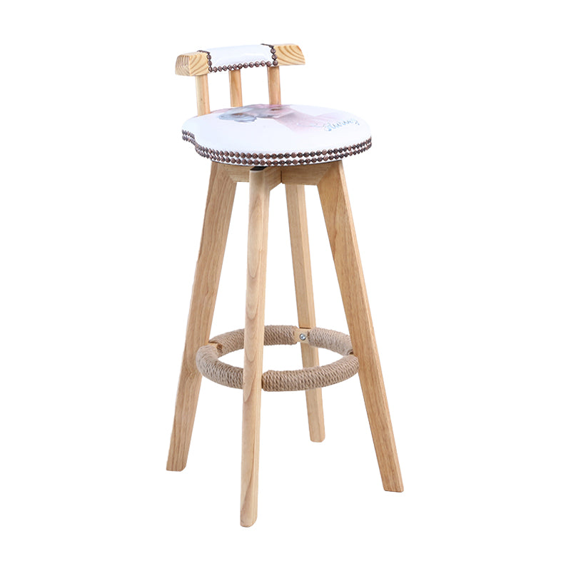 Contemporary Solid Wood Leather Barstool Indoor Bar Stool with Low Back for Kitchen Ivory Wood 1 Piece Clearhalo 'Bar Furniture' 'Bar Stools' 'bar_stools' 'furn' 'furn_bar_stools' 'furniture_bar_stools' 'Kitchen & Dining Furniture' 'kitchen&dining_furn' 'kitchen' 'kitchen_furn' Furniture' 4493384
