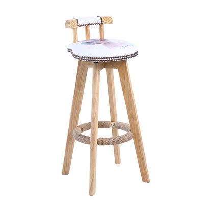 Contemporary Solid Wood Leather Barstool Indoor Bar Stool with Low Back for Kitchen Ivory Wood 1 Piece Clearhalo 'Bar Furniture' 'Bar Stools' 'bar_stools' 'furn' 'furn_bar_stools' 'furniture_bar_stools' 'Kitchen & Dining Furniture' 'kitchen&dining_furn' 'kitchen' 'kitchen_furn' Furniture' 4493384