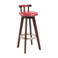 Contemporary Solid Wood Leather Barstool Indoor Bar Stool with Low Back for Kitchen Burgundy Brown 1 Piece Clearhalo 'Bar Furniture' 'Bar Stools' 'bar_stools' 'furn' 'furn_bar_stools' 'furniture_bar_stools' 'Kitchen & Dining Furniture' 'kitchen&dining_furn' 'kitchen' 'kitchen_furn' Furniture' 4493387