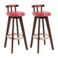 Contemporary Solid Wood Leather Barstool Indoor Bar Stool with Low Back for Kitchen Burgundy Brown 2 Piece Set Clearhalo 'Bar Furniture' 'Bar Stools' 'bar_stools' 'furn' 'furn_bar_stools' 'furniture_bar_stools' 'Kitchen & Dining Furniture' 'kitchen&dining_furn' 'kitchen' 'kitchen_furn' Furniture' 4493388