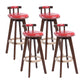 Contemporary Solid Wood Leather Barstool Indoor Bar Stool with Low Back for Kitchen Burgundy Brown 4 Piece Set Clearhalo 'Bar Furniture' 'Bar Stools' 'bar_stools' 'furn' 'furn_bar_stools' 'furniture_bar_stools' 'Kitchen & Dining Furniture' 'kitchen&dining_furn' 'kitchen' 'kitchen_furn' Furniture' 4493389