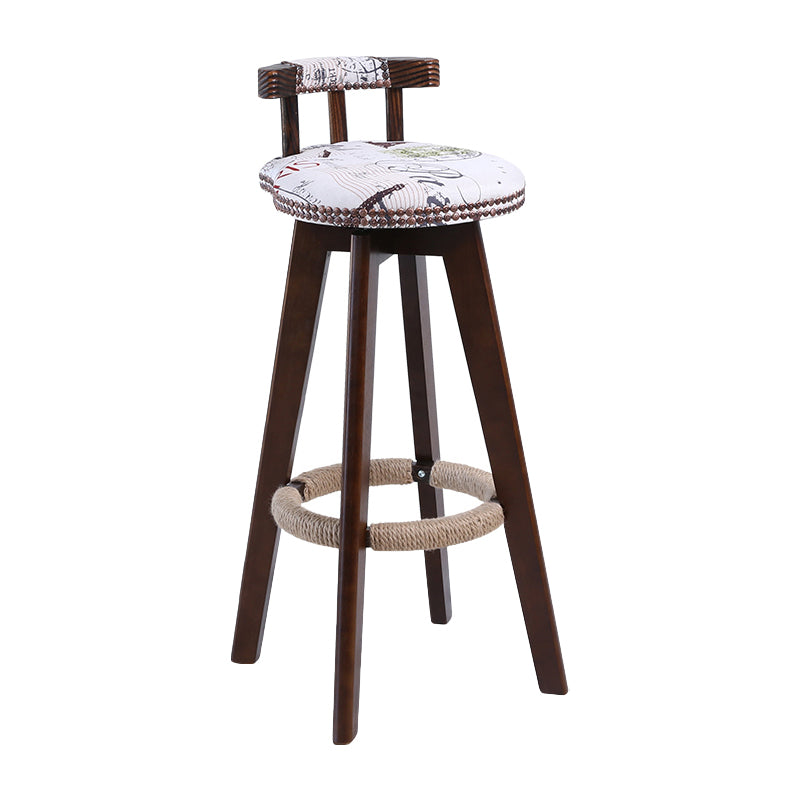 Contemporary Solid Wood Leather Barstool Indoor Bar Stool with Low Back for Kitchen Cream Brown 1 Piece Clearhalo 'Bar Furniture' 'Bar Stools' 'bar_stools' 'furn' 'furn_bar_stools' 'furniture_bar_stools' 'Kitchen & Dining Furniture' 'kitchen&dining_furn' 'kitchen' 'kitchen_furn' Furniture' 4493390