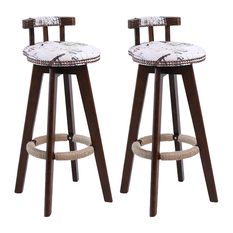 Contemporary Solid Wood Leather Barstool Indoor Bar Stool with Low Back for Kitchen Cream Brown 2 Piece Set Clearhalo 'Bar Furniture' 'Bar Stools' 'bar_stools' 'furn' 'furn_bar_stools' 'furniture_bar_stools' 'Kitchen & Dining Furniture' 'kitchen&dining_furn' 'kitchen' 'kitchen_furn' Furniture' 4493391