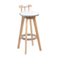Contemporary Solid Wood Leather Barstool Indoor Bar Stool with Low Back for Kitchen White Wood 1 Piece Clearhalo 'Bar Furniture' 'Bar Stools' 'bar_stools' 'furn' 'furn_bar_stools' 'furniture_bar_stools' 'Kitchen & Dining Furniture' 'kitchen&dining_furn' 'kitchen' 'kitchen_furn' Furniture' 4493393