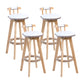 Contemporary Solid Wood Leather Barstool Indoor Bar Stool with Low Back for Kitchen White Wood 4 Piece Set Clearhalo 'Bar Furniture' 'Bar Stools' 'bar_stools' 'furn' 'furn_bar_stools' 'furniture_bar_stools' 'Kitchen & Dining Furniture' 'kitchen&dining_furn' 'kitchen' 'kitchen_furn' Furniture' 4493395