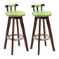 Contemporary Solid Wood Leather Barstool Indoor Bar Stool with Low Back for Kitchen Fruit Green Brown 2 Piece Set Clearhalo 'Bar Furniture' 'Bar Stools' 'bar_stools' 'furn' 'furn_bar_stools' 'furniture_bar_stools' 'Kitchen & Dining Furniture' 'kitchen&dining_furn' 'kitchen' 'kitchen_furn' Furniture' 4493397