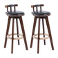 Contemporary Solid Wood Leather Barstool Indoor Bar Stool with Low Back for Kitchen Black Brown 2 Piece Set Clearhalo 'Bar Furniture' 'Bar Stools' 'bar_stools' 'furn' 'furn_bar_stools' 'furniture_bar_stools' 'Kitchen & Dining Furniture' 'kitchen&dining_furn' 'kitchen' 'kitchen_furn' Furniture' 4493406
