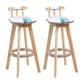 Contemporary Solid Wood Leather Barstool Indoor Bar Stool with Low Back for Kitchen Textured White Wood 2 Piece Set Clearhalo 'Bar Furniture' 'Bar Stools' 'bar_stools' 'furn' 'furn_bar_stools' 'furniture_bar_stools' 'Kitchen & Dining Furniture' 'kitchen&dining_furn' 'kitchen' 'kitchen_furn' Furniture' 4493409