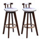 Contemporary Solid Wood Leather Barstool Indoor Bar Stool with Low Back for Kitchen Ivory Brown 2 Piece Set Clearhalo 'Bar Furniture' 'Bar Stools' 'bar_stools' 'furn' 'furn_bar_stools' 'furniture_bar_stools' 'Kitchen & Dining Furniture' 'kitchen&dining_furn' 'kitchen' 'kitchen_furn' Furniture' 4493412
