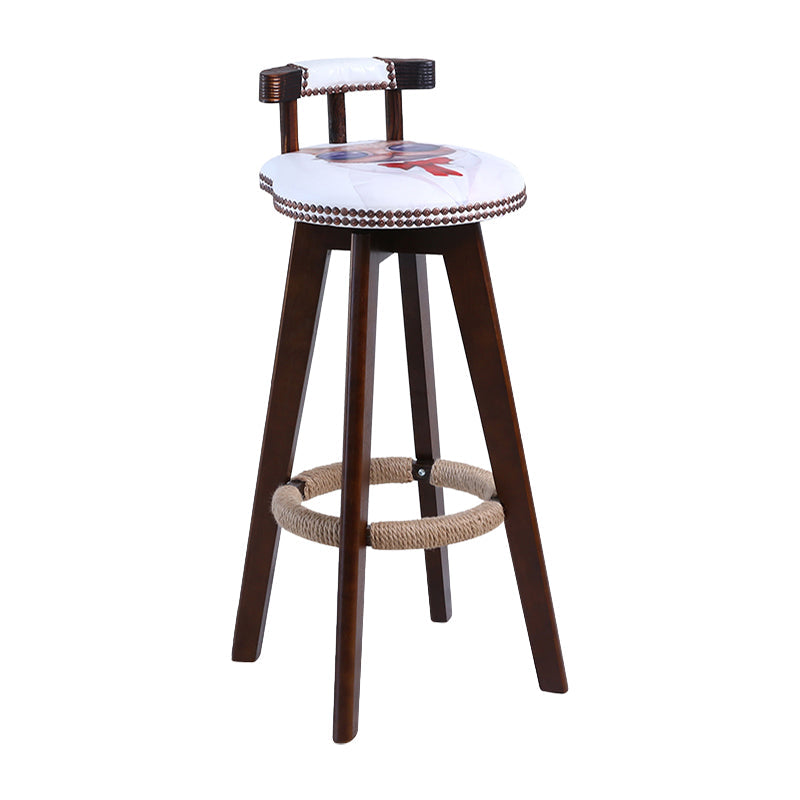 Contemporary Solid Wood Leather Barstool Indoor Bar Stool with Low Back for Kitchen Apricot Brown 1 Piece Clearhalo 'Bar Furniture' 'Bar Stools' 'bar_stools' 'furn' 'furn_bar_stools' 'furniture_bar_stools' 'Kitchen & Dining Furniture' 'kitchen&dining_furn' 'kitchen' 'kitchen_furn' Furniture' 4493414