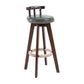 Contemporary Solid Wood Leather Barstool Indoor Bar Stool with Low Back for Kitchen Blackish Green Brown 1 Piece Clearhalo 'Bar Furniture' 'Bar Stools' 'bar_stools' 'furn' 'furn_bar_stools' 'furniture_bar_stools' 'Kitchen & Dining Furniture' 'kitchen&dining_furn' 'kitchen' 'kitchen_furn' Furniture' 4493417