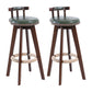 Contemporary Solid Wood Leather Barstool Indoor Bar Stool with Low Back for Kitchen Blackish Green Brown 2 Piece Set Clearhalo 'Bar Furniture' 'Bar Stools' 'bar_stools' 'furn' 'furn_bar_stools' 'furniture_bar_stools' 'Kitchen & Dining Furniture' 'kitchen&dining_furn' 'kitchen' 'kitchen_furn' Furniture' 4493418