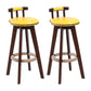 Contemporary Solid Wood Leather Barstool Indoor Bar Stool with Low Back for Kitchen Yellow Brown 2 Piece Set Clearhalo 'Bar Furniture' 'Bar Stools' 'bar_stools' 'furn' 'furn_bar_stools' 'furniture_bar_stools' 'Kitchen & Dining Furniture' 'kitchen&dining_furn' 'kitchen' 'kitchen_furn' Furniture' 4493421