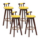 Contemporary Solid Wood Leather Barstool Indoor Bar Stool with Low Back for Kitchen Yellow Brown 4 Piece Set Clearhalo 'Bar Furniture' 'Bar Stools' 'bar_stools' 'furn' 'furn_bar_stools' 'furniture_bar_stools' 'Kitchen & Dining Furniture' 'kitchen&dining_furn' 'kitchen' 'kitchen_furn' Furniture' 4493422