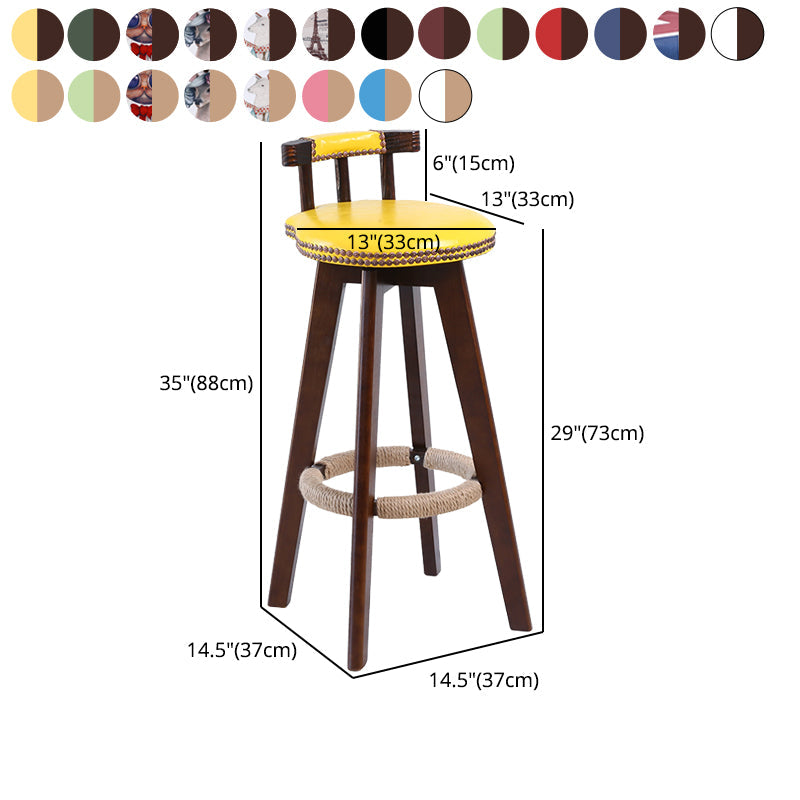 Contemporary Solid Wood Leather Barstool Indoor Bar Stool with Low Back for Kitchen Clearhalo 'Bar Furniture' 'Bar Stools' 'bar_stools' 'furn' 'furn_bar_stools' 'furniture_bar_stools' 'Kitchen & Dining Furniture' 'kitchen&dining_furn' 'kitchen' 'kitchen_furn' Furniture' 4493423
