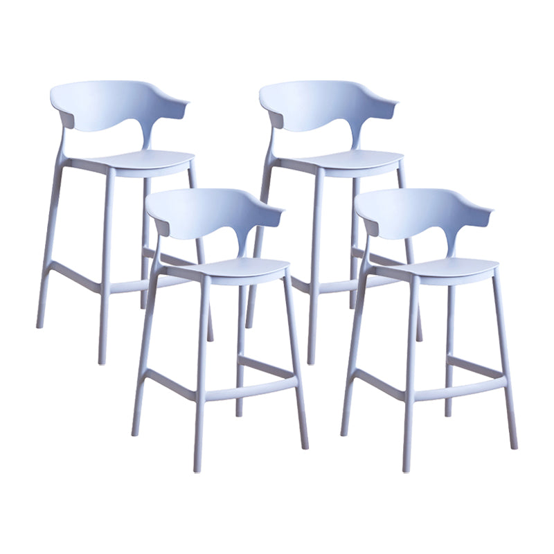 Scandinavia Style Bar-stool Plastic Legs Square Seat Barstool with Low Back for Kitchen Light Blue 4 Piece Set Counter Stool(26"H) Clearhalo 'Bar Furniture' 'Bar Stools' 'bar_stools' 'furn' 'furn_bar_stools' 'furniture_bar_stools' 'Kitchen & Dining Furniture' 'kitchen&dining_furn' 'kitchen' 'kitchen_furn' Furniture' 4493428
