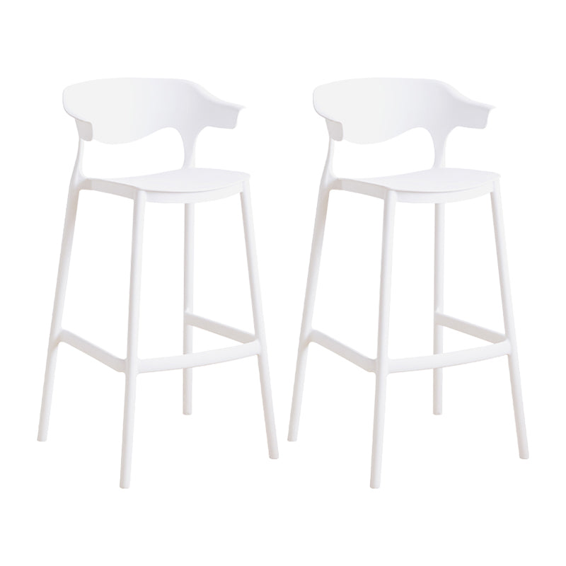 Scandinavia Style Bar-stool Plastic Legs Square Seat Barstool with Low Back for Kitchen White 2 Piece Set Bar Stool(30"H) Clearhalo 'Bar Furniture' 'Bar Stools' 'bar_stools' 'furn' 'furn_bar_stools' 'furniture_bar_stools' 'Kitchen & Dining Furniture' 'kitchen&dining_furn' 'kitchen' 'kitchen_furn' Furniture' 4493444