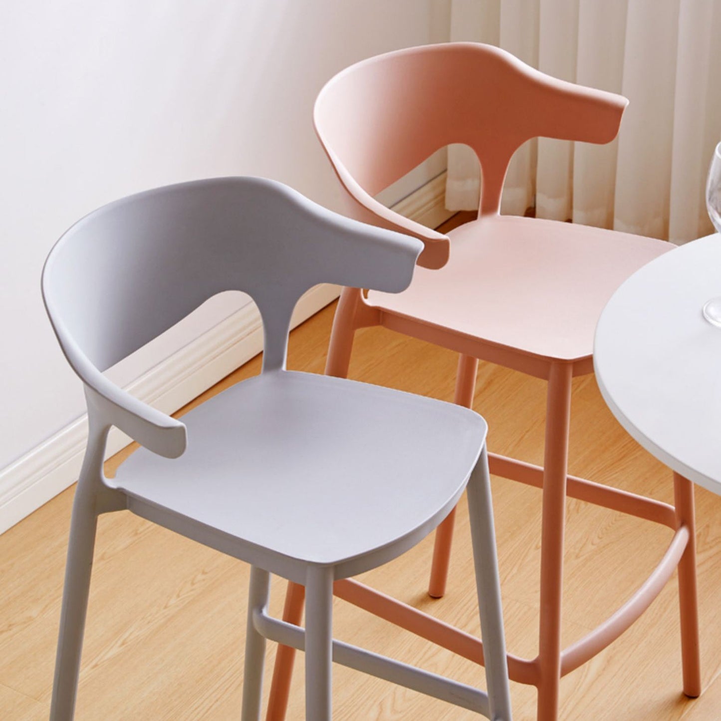 Scandinavia Style Bar-stool Plastic Legs Square Seat Barstool with Low Back for Kitchen Clearhalo 'Bar Furniture' 'Bar Stools' 'bar_stools' 'furn' 'furn_bar_stools' 'furniture_bar_stools' 'Kitchen & Dining Furniture' 'kitchen&dining_furn' 'kitchen' 'kitchen_furn' Furniture' 4493445