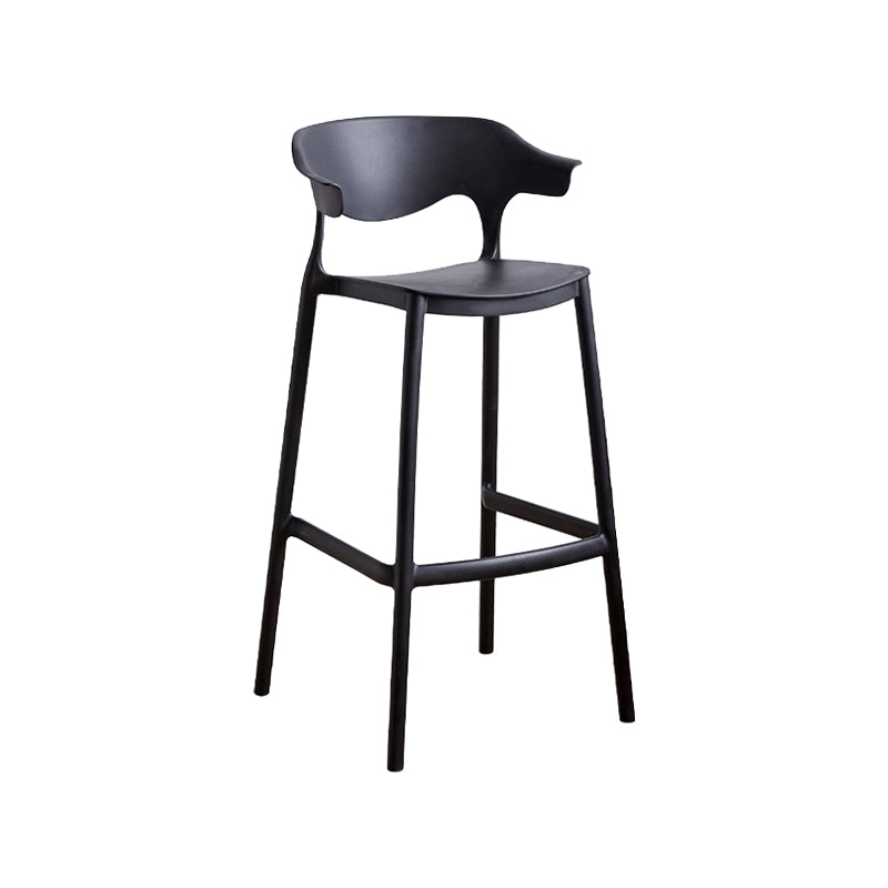 Scandinavia Style Bar-stool Plastic Legs Square Seat Barstool with Low Back for Kitchen Black 1 Piece Bar Stool(30"H) Clearhalo 'Bar Furniture' 'Bar Stools' 'bar_stools' 'furn' 'furn_bar_stools' 'furniture_bar_stools' 'Kitchen & Dining Furniture' 'kitchen&dining_furn' 'kitchen' 'kitchen_furn' Furniture' 4493448