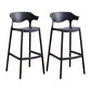 Scandinavia Style Bar-stool Plastic Legs Square Seat Barstool with Low Back for Kitchen Black 2 Piece Set Bar Stool(30"H) Clearhalo 'Bar Furniture' 'Bar Stools' 'bar_stools' 'furn' 'furn_bar_stools' 'furniture_bar_stools' 'Kitchen & Dining Furniture' 'kitchen&dining_furn' 'kitchen' 'kitchen_furn' Furniture' 4493451