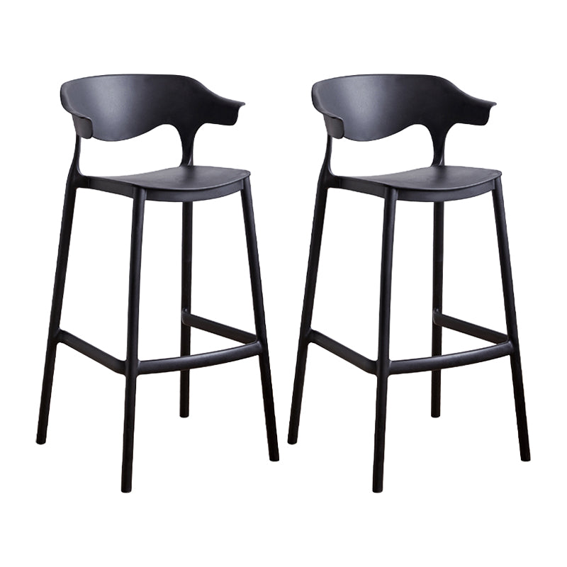 Scandinavia Style Bar-stool Plastic Legs Square Seat Barstool with Low Back for Kitchen Black 2 Piece Set Bar Stool(30"H) Clearhalo 'Bar Furniture' 'Bar Stools' 'bar_stools' 'furn' 'furn_bar_stools' 'furniture_bar_stools' 'Kitchen & Dining Furniture' 'kitchen&dining_furn' 'kitchen' 'kitchen_furn' Furniture' 4493451