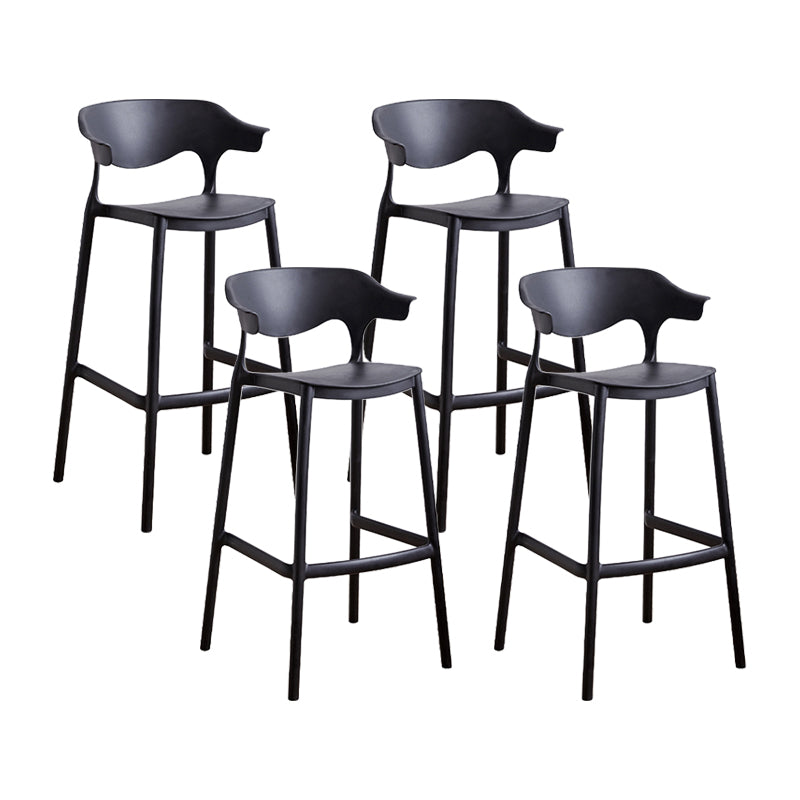 Scandinavia Style Bar-stool Plastic Legs Square Seat Barstool with Low Back for Kitchen Black 4 Piece Set Bar Stool(30"H) Clearhalo 'Bar Furniture' 'Bar Stools' 'bar_stools' 'furn' 'furn_bar_stools' 'furniture_bar_stools' 'Kitchen & Dining Furniture' 'kitchen&dining_furn' 'kitchen' 'kitchen_furn' Furniture' 4493452