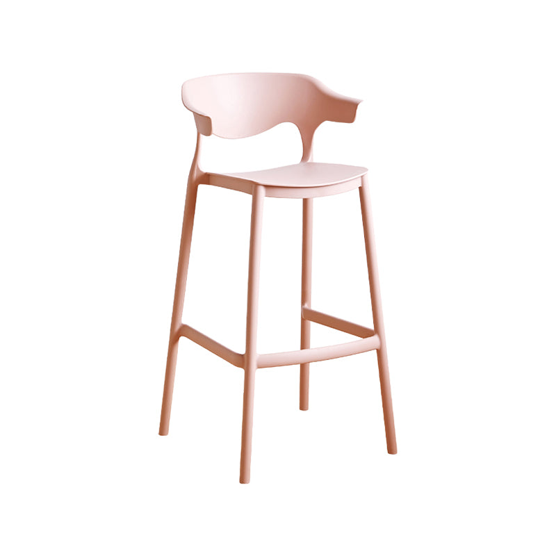 Scandinavia Style Bar-stool Plastic Legs Square Seat Barstool with Low Back for Kitchen Pink 1 Piece Bar Stool(30"H) Clearhalo 'Bar Furniture' 'Bar Stools' 'bar_stools' 'furn' 'furn_bar_stools' 'furniture_bar_stools' 'Kitchen & Dining Furniture' 'kitchen&dining_furn' 'kitchen' 'kitchen_furn' Furniture' 4493453