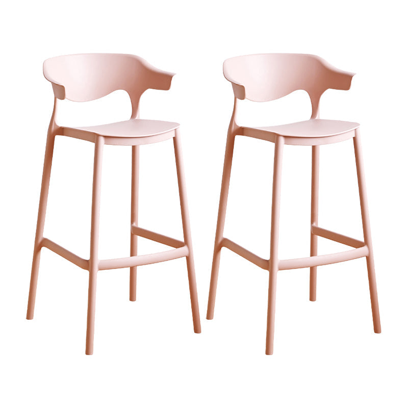 Scandinavia Style Bar-stool Plastic Legs Square Seat Barstool with Low Back for Kitchen Pink 2 Piece Set Bar Stool(30"H) Clearhalo 'Bar Furniture' 'Bar Stools' 'bar_stools' 'furn' 'furn_bar_stools' 'furniture_bar_stools' 'Kitchen & Dining Furniture' 'kitchen&dining_furn' 'kitchen' 'kitchen_furn' Furniture' 4493454