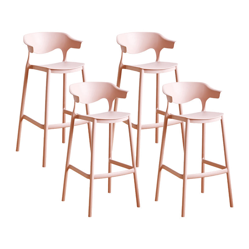 Scandinavia Style Bar-stool Plastic Legs Square Seat Barstool with Low Back for Kitchen Pink 4 Piece Set Bar Stool(30"H) Clearhalo 'Bar Furniture' 'Bar Stools' 'bar_stools' 'furn' 'furn_bar_stools' 'furniture_bar_stools' 'Kitchen & Dining Furniture' 'kitchen&dining_furn' 'kitchen' 'kitchen_furn' Furniture' 4493455