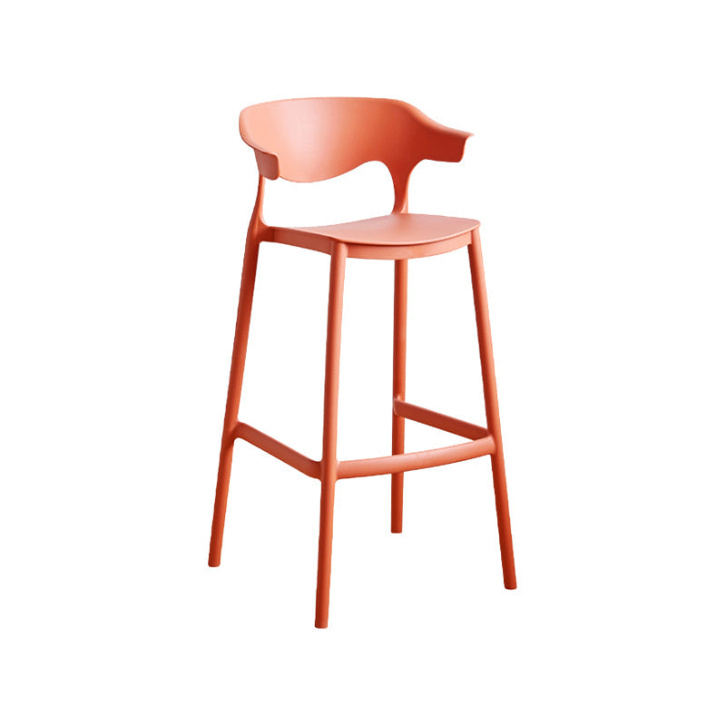 Scandinavia Style Bar-stool Plastic Legs Square Seat Barstool with Low Back for Kitchen Orange Red 1 Piece Bar Stool(30"H) Clearhalo 'Bar Furniture' 'Bar Stools' 'bar_stools' 'furn' 'furn_bar_stools' 'furniture_bar_stools' 'Kitchen & Dining Furniture' 'kitchen&dining_furn' 'kitchen' 'kitchen_furn' Furniture' 4493459