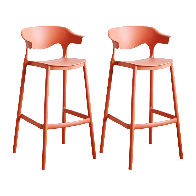Scandinavia Style Bar-stool Plastic Legs Square Seat Barstool with Low Back for Kitchen Orange Red 2 Piece Set Bar Stool(30"H) Clearhalo 'Bar Furniture' 'Bar Stools' 'bar_stools' 'furn' 'furn_bar_stools' 'furniture_bar_stools' 'Kitchen & Dining Furniture' 'kitchen&dining_furn' 'kitchen' 'kitchen_furn' Furniture' 4493460