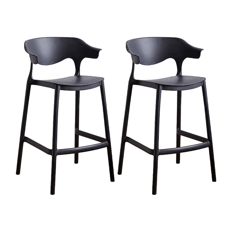 Scandinavia Style Bar-stool Plastic Legs Square Seat Barstool with Low Back for Kitchen Black 2 Piece Set Counter Stool(26"H) Clearhalo 'Bar Furniture' 'Bar Stools' 'bar_stools' 'furn' 'furn_bar_stools' 'furniture_bar_stools' 'Kitchen & Dining Furniture' 'kitchen&dining_furn' 'kitchen' 'kitchen_furn' Furniture' 4493469