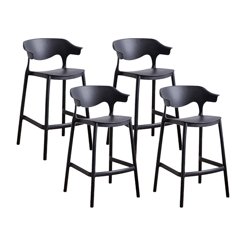Scandinavia Style Bar-stool Plastic Legs Square Seat Barstool with Low Back for Kitchen Black 4 Piece Set Counter Stool(26"H) Clearhalo 'Bar Furniture' 'Bar Stools' 'bar_stools' 'furn' 'furn_bar_stools' 'furniture_bar_stools' 'Kitchen & Dining Furniture' 'kitchen&dining_furn' 'kitchen' 'kitchen_furn' Furniture' 4493470