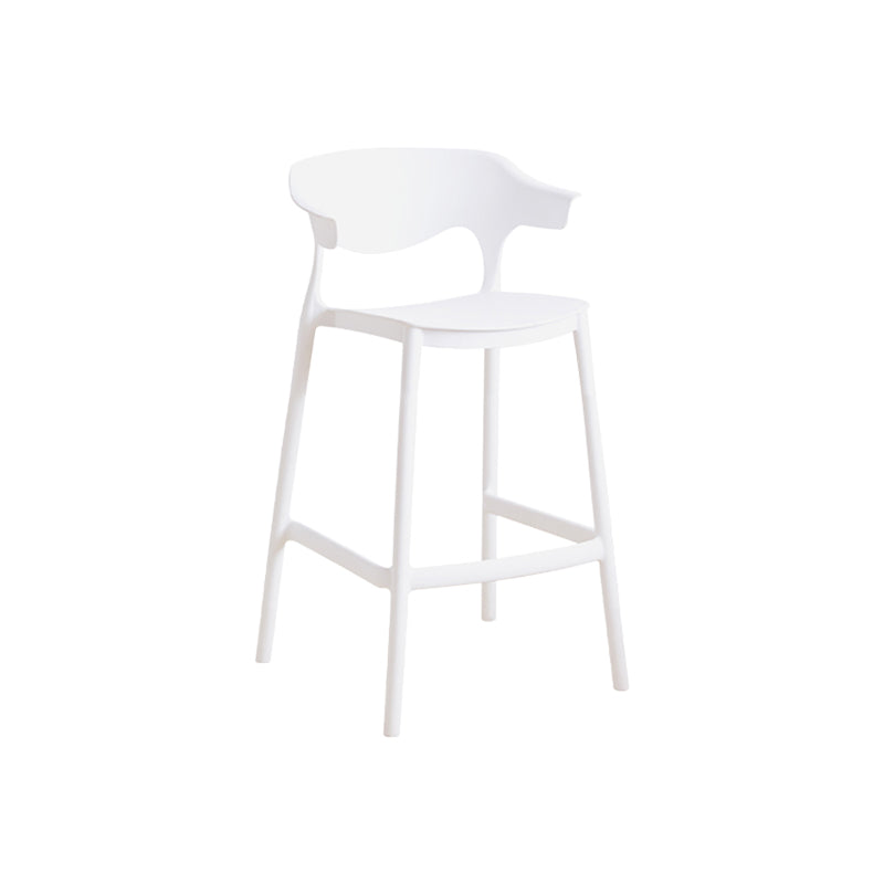 Scandinavia Style Bar-stool Plastic Legs Square Seat Barstool with Low Back for Kitchen White 1 Piece Counter Stool(26"H) Clearhalo 'Bar Furniture' 'Bar Stools' 'bar_stools' 'furn' 'furn_bar_stools' 'furniture_bar_stools' 'Kitchen & Dining Furniture' 'kitchen&dining_furn' 'kitchen' 'kitchen_furn' Furniture' 4493474