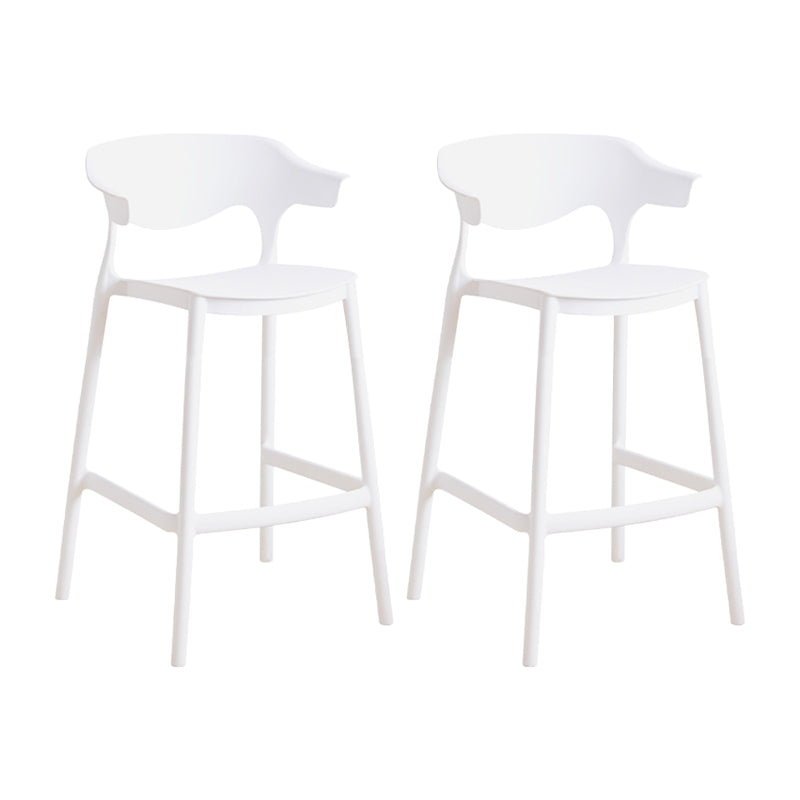 Scandinavia Style Bar-stool Plastic Legs Square Seat Barstool with Low Back for Kitchen White 2 Piece Set Counter Stool(26"H) Clearhalo 'Bar Furniture' 'Bar Stools' 'bar_stools' 'furn' 'furn_bar_stools' 'furniture_bar_stools' 'Kitchen & Dining Furniture' 'kitchen&dining_furn' 'kitchen' 'kitchen_furn' Furniture' 4493475