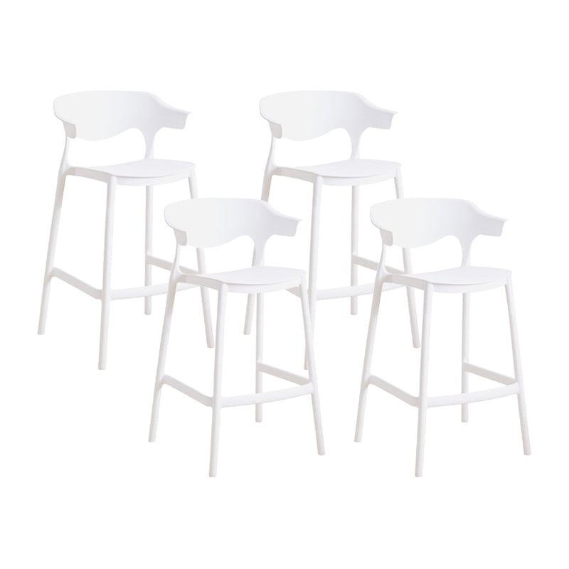 Scandinavia Style Bar-stool Plastic Legs Square Seat Barstool with Low Back for Kitchen White 4 Piece Set Counter Stool(26"H) Clearhalo 'Bar Furniture' 'Bar Stools' 'bar_stools' 'furn' 'furn_bar_stools' 'furniture_bar_stools' 'Kitchen & Dining Furniture' 'kitchen&dining_furn' 'kitchen' 'kitchen_furn' Furniture' 4493476