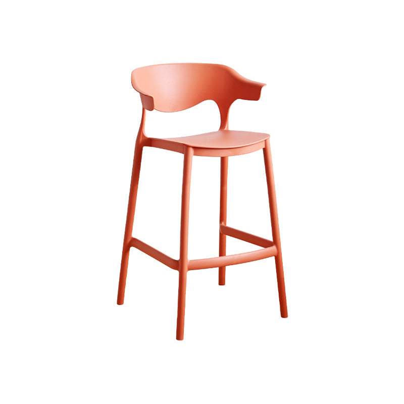Scandinavia Style Bar-stool Plastic Legs Square Seat Barstool with Low Back for Kitchen Orange Red 1 Piece Counter Stool(26"H) Clearhalo 'Bar Furniture' 'Bar Stools' 'bar_stools' 'furn' 'furn_bar_stools' 'furniture_bar_stools' 'Kitchen & Dining Furniture' 'kitchen&dining_furn' 'kitchen' 'kitchen_furn' Furniture' 4493480