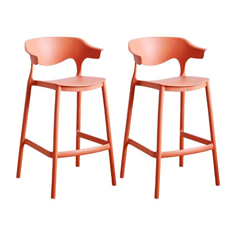 Scandinavia Style Bar-stool Plastic Legs Square Seat Barstool with Low Back for Kitchen Orange Red 2 Piece Set Counter Stool(26"H) Clearhalo 'Bar Furniture' 'Bar Stools' 'bar_stools' 'furn' 'furn_bar_stools' 'furniture_bar_stools' 'Kitchen & Dining Furniture' 'kitchen&dining_furn' 'kitchen' 'kitchen_furn' Furniture' 4493481