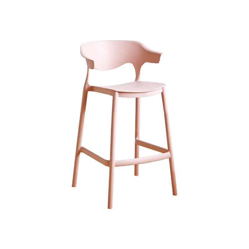 Scandinavia Style Bar-stool Plastic Legs Square Seat Barstool with Low Back for Kitchen Pink 1 Piece Counter Stool(26"H) Clearhalo 'Bar Furniture' 'Bar Stools' 'bar_stools' 'furn' 'furn_bar_stools' 'furniture_bar_stools' 'Kitchen & Dining Furniture' 'kitchen&dining_furn' 'kitchen' 'kitchen_furn' Furniture' 4493486
