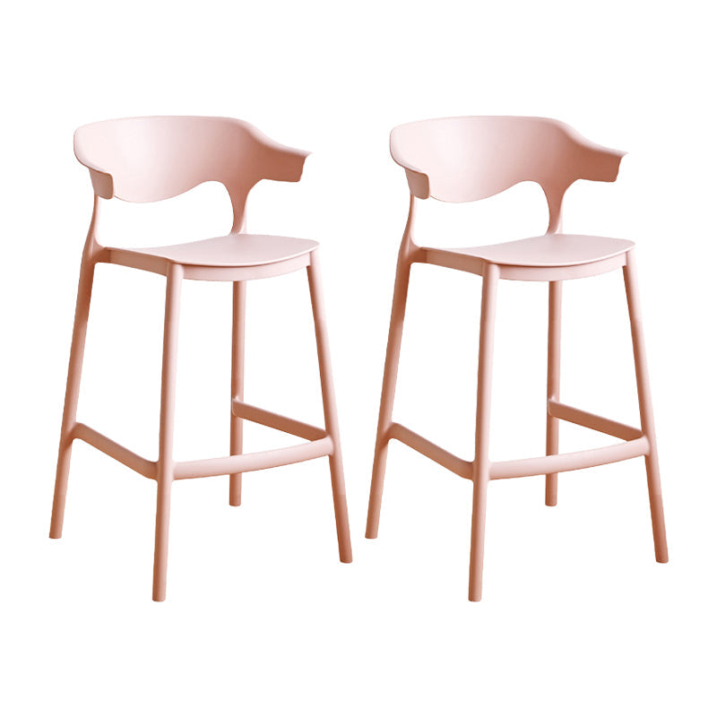 Scandinavia Style Bar-stool Plastic Legs Square Seat Barstool with Low Back for Kitchen Pink 2 Piece Set Counter Stool(26"H) Clearhalo 'Bar Furniture' 'Bar Stools' 'bar_stools' 'furn' 'furn_bar_stools' 'furniture_bar_stools' 'Kitchen & Dining Furniture' 'kitchen&dining_furn' 'kitchen' 'kitchen_furn' Furniture' 4493487