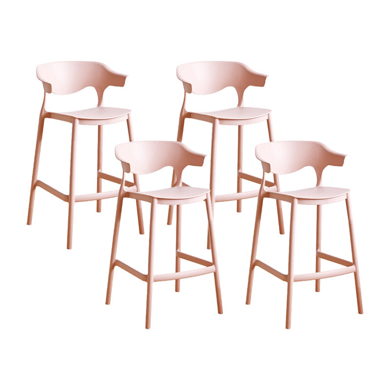Scandinavia Style Bar-stool Plastic Legs Square Seat Barstool with Low Back for Kitchen Pink 4 Piece Set Counter Stool(26"H) Clearhalo 'Bar Furniture' 'Bar Stools' 'bar_stools' 'furn' 'furn_bar_stools' 'furniture_bar_stools' 'Kitchen & Dining Furniture' 'kitchen&dining_furn' 'kitchen' 'kitchen_furn' Furniture' 4493488