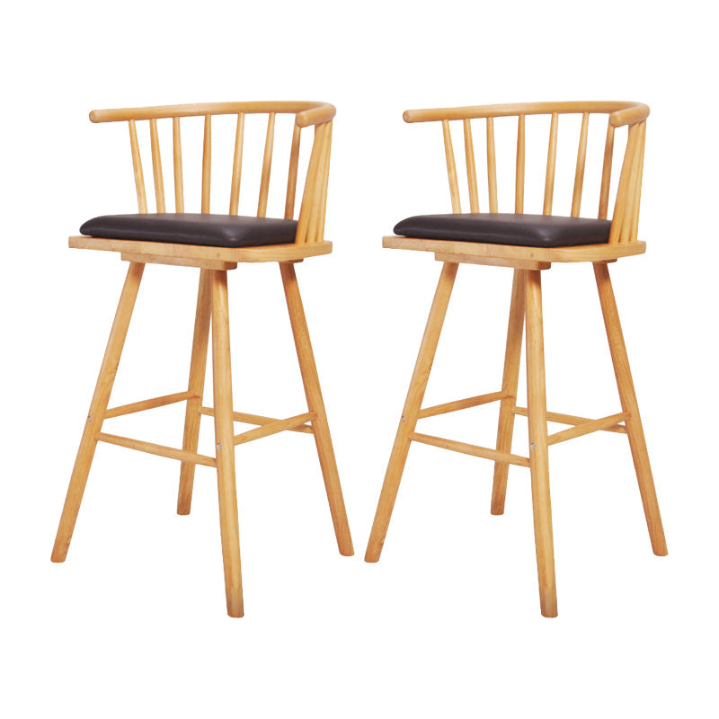 Contemporary Solid Wood Barstools Indoor Bar Stool with Low Back and Wooden Footrest Black Natural 2 Piece Set Clearhalo 'Bar Furniture' 'Bar Stools' 'bar_stools' 'furn' 'furn_bar_stools' 'furniture_bar_stools' 'Kitchen & Dining Furniture' 'kitchen&dining_furn' 'kitchen' 'kitchen_furn' Furniture' 4493495
