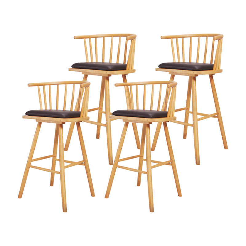 Contemporary Solid Wood Barstools Indoor Bar Stool with Low Back and Wooden Footrest Black Natural 4 Piece Set Clearhalo 'Bar Furniture' 'Bar Stools' 'bar_stools' 'furn' 'furn_bar_stools' 'furniture_bar_stools' 'Kitchen & Dining Furniture' 'kitchen&dining_furn' 'kitchen' 'kitchen_furn' Furniture' 4493498