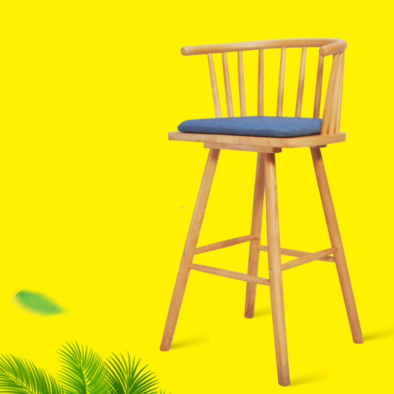 Contemporary Solid Wood Barstools Indoor Bar Stool with Low Back and Wooden Footrest Clearhalo 'Bar Furniture' 'Bar Stools' 'bar_stools' 'furn' 'furn_bar_stools' 'furniture_bar_stools' 'Kitchen & Dining Furniture' 'kitchen&dining_furn' 'kitchen' 'kitchen_furn' Furniture' 4493504