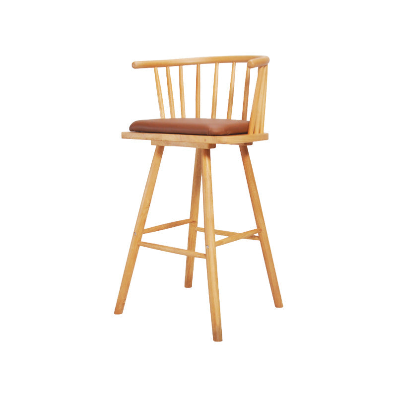 Contemporary Solid Wood Barstools Indoor Bar Stool with Low Back and Wooden Footrest Light Coffee Natural 1 Piece Clearhalo 'Bar Furniture' 'Bar Stools' 'bar_stools' 'furn' 'furn_bar_stools' 'furniture_bar_stools' 'Kitchen & Dining Furniture' 'kitchen&dining_furn' 'kitchen' 'kitchen_furn' Furniture' 4493505